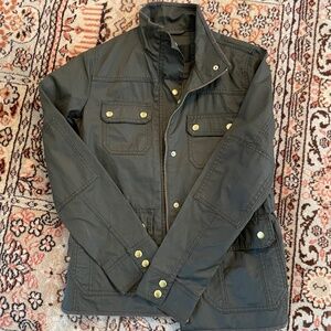 J .CREW  Women’s Dark Olive Green Waxed Cotton Field Chore Jacket EUC SIZE